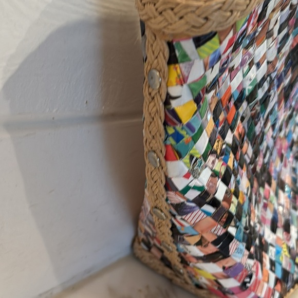 Hand Crafted Multicolored Candy Wrapper Bag by Kultura New With Tags - Picture 11 of 13